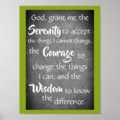 Serenity Prayer Modern Green Chalkboard Poster (Voorkant)