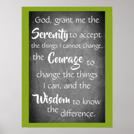 Serenity Prayer Modern Green Chalkboard Poster (Voorkant)