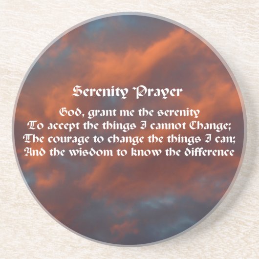Serenity Prayer Morning Sky Inspirerend Onderzette Zandsteen Onderzetter (Voorkant)