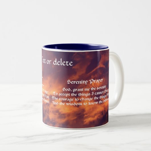 Serenity Prayer Morning Sky Inspirerend Tweekleurige Koffiemok (Voorkant rechts)
