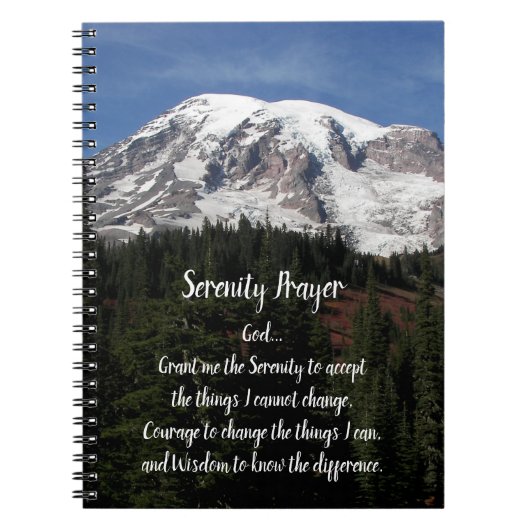 Serenity Prayer Mount Rainier Photo Notitieboek (Voorkant)