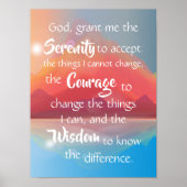 Serenity Prayer Mountain Sunset Sunrise Muur Poster (Voorkant)