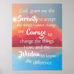 Serenity Prayer Mountain Sunset Sunrise Muur Poster
