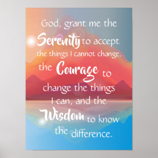 Serenity Prayer Mountain Sunset Sunrise Muur Poster