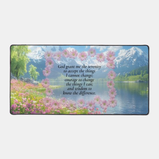 Serenity Prayer Mountain View With Wildflowers Bureaumat (Voorkant)