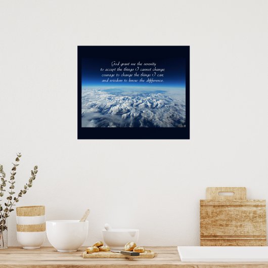 Serenity Prayer & Mountains Poster (Keuken)