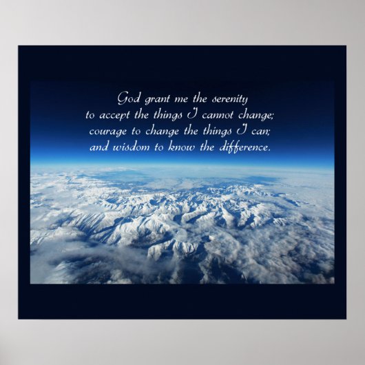 Serenity Prayer & Mountains Poster (Voorkant)