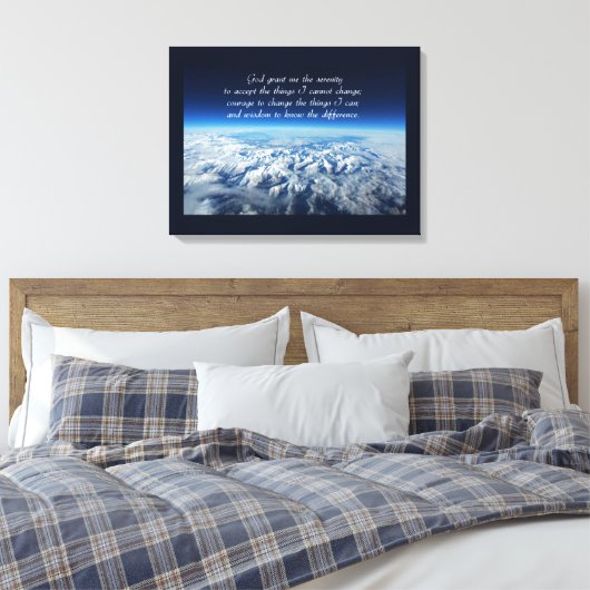 Serenity Prayer & Mountains Wrapped Canvas (Insitu (Slaapkamer))