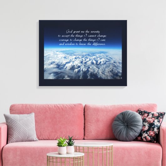 Serenity Prayer & Mountains Wrapped Canvas (Insitu (Woonkamer))