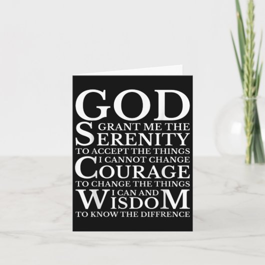 Serenity Prayer Na Aa Sober Recovery  Kaart (Voorkant)