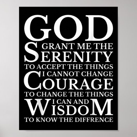 Serenity Prayer Na Aa Sober Recovery  Poster (Voorkant)