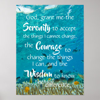 Serenity Prayer Ocean Fish Meditatie Poster