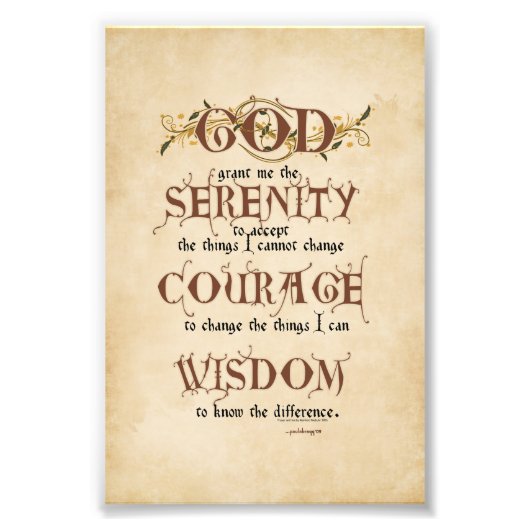 Serenity Prayer: Old English Antiek, Recovery Foto Afdruk (Voorkant)