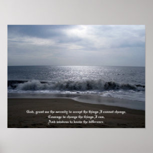Serenity Prayer op een prachtige strand foto op zo Poster