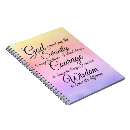 Serenity Prayer op kant veelkleurig notitieboek (Rechterzijde)
