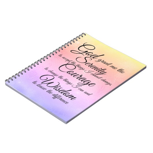 Serenity Prayer op kant veelkleurig notitieboek (Linkerzijde)
