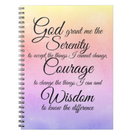 Serenity Prayer op kant veelkleurig notitieboek