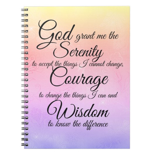 Serenity Prayer op kant veelkleurig notitieboek (Voorkant)