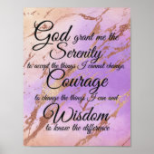 Serenity Prayer op roze, violet, roos goudrug Poster (Voorkant)
