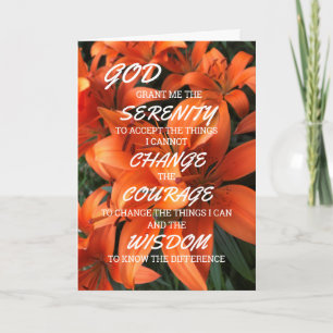 Serenity Prayer Oranje Floral Foto Kaart