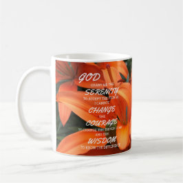 Serenity Prayer Oranje Lily Flowers Foto God Koffiemok