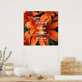 Serenity Prayer Oranje Lily Flowers Foto Poster (Keuken)