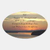 Serenity Prayer Oranje Seacape Sunset Ovale Sticker (Voorkant)