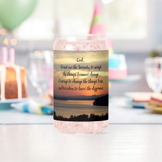 Serenity Prayer Oranje Seascape Sunset Blikvorm Glas (Insitu (Verjaardag))