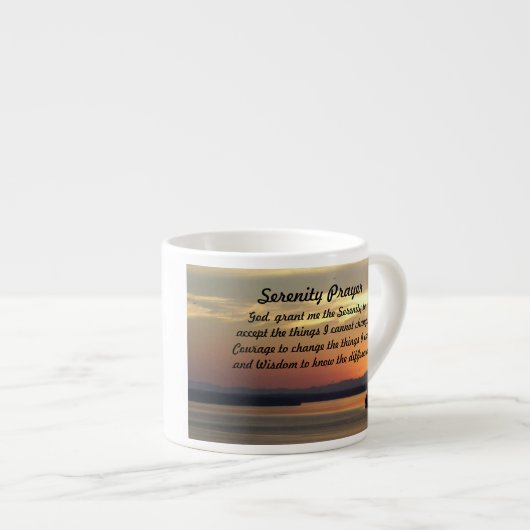 Serenity Prayer Oranje Seascape Sunset Espresso Kop (Voorkant rechts)