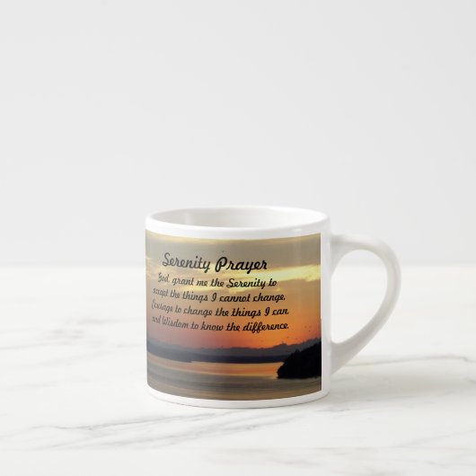 Serenity Prayer Oranje Seascape Sunset Espresso Kop (Rechts)
