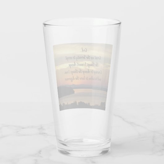 Serenity Prayer Oranje Seascape Sunset Glas (Achterkant)