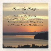 Serenity Prayer Oranje Seascape Sunset Glazen Onderzetter (Voorkant)