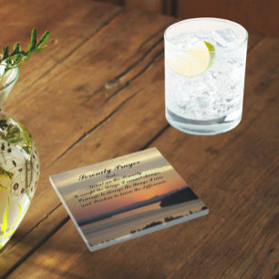 Serenity Prayer Oranje Seascape Sunset Glazen Onderzetter