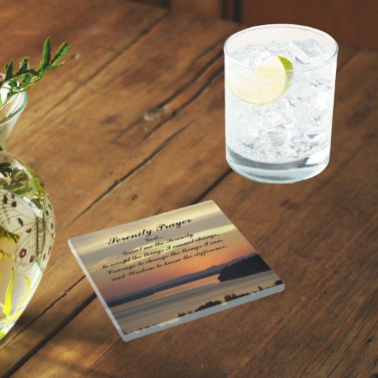 Serenity Prayer Oranje Seascape Sunset Glazen Onderzetter