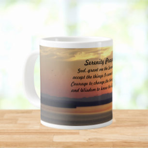Serenity Prayer Oranje Seascape Sunset Grote Koffiekop