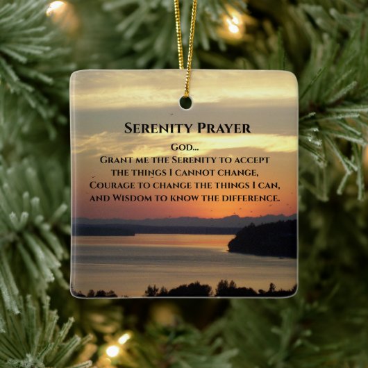 Serenity Prayer Oranje Seascape Sunset Keramisch Ornament (Boom)
