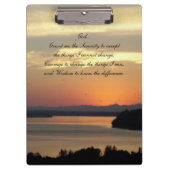 Serenity Prayer Oranje Seascape Sunset Klembord (Voorkant)