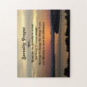 Serenity Prayer Oranje Seascape Sunset Legpuzzel (Verticaal)