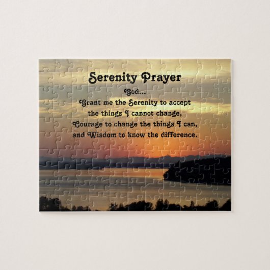 Serenity Prayer Oranje Seascape Sunset Legpuzzel (Horizontaal)