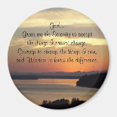 Serenity Prayer Oranje Seascape Sunset Magneet (Voorkant)