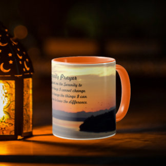 Serenity Prayer Oranje Seascape Sunset Mok