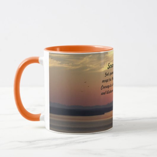 Serenity Prayer Oranje Seascape Sunset Mok (Links)