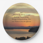 Serenity Prayer Oranje Seascape Sunset Papieren Bordje (Voorkant)