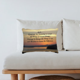 Serenity Prayer Oranje Seascape Sunset Photo Accent Kussen