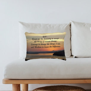 Serenity Prayer Oranje Seascape Sunset Photo Accent Kussen