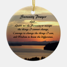 Serenity Prayer Oranje Seascape Sunset Photo Keramisch Ornament