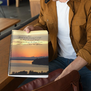 Serenity Prayer Oranje Seascape Sunset Photo Notitieboek