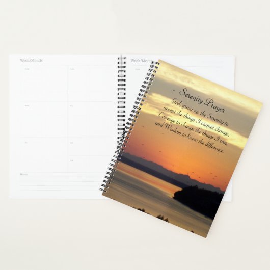 Serenity Prayer Oranje Seascape Sunset Photo Planner (Display)