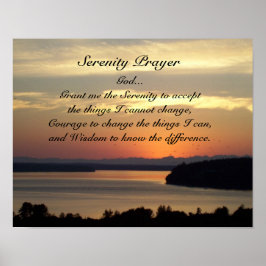 Serenity Prayer Oranje Seascape Sunset Photo Poster