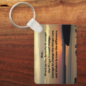 Serenity Prayer Oranje Seascape Sunset Photo Sleutelhanger (Voorkant)